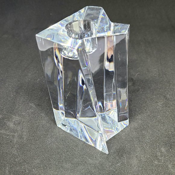 Orrefors Sweden abstract shape clear glass crystal candleholder/candlestick. - Picture 2 of 9